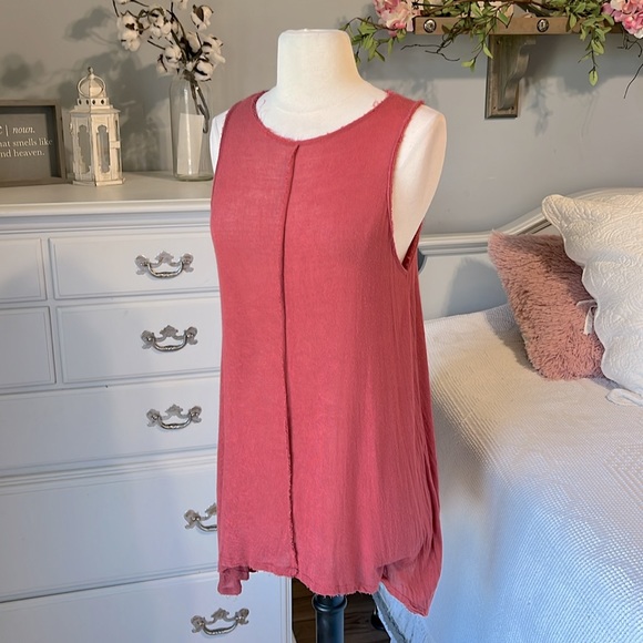 Ecote Tunic Coverup Dress Semisheer Flowy Womens Small Salmon Blush Rust Beach - Picture 4 of 7